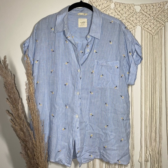 Daisy Striped Lace Button Down Top main image 0
